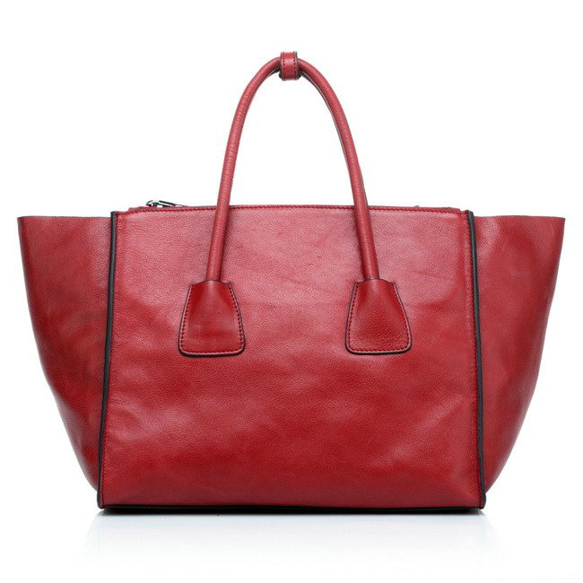 2014 Prada Shiny Glace Calf Leather Tote Bag BN2619 red